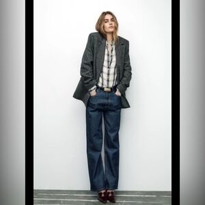 ♥️ NWOT Zara Straight cut cool Gray Blazer Shoulder pads